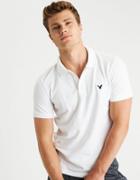 American Eagle Outfitters Ae Stretch Pique Logo Polo