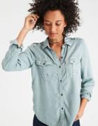 American Eagle Outfitters Ae Solid Colored Tencel Boyfriend Shirt
