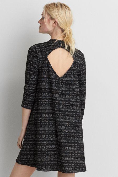 American Eagle Outfitters Ae Mock Neck Keyhole Dress