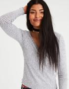 American Eagle Outfitters Ae Soft & Sexy Ribbed Plush V-neck Top