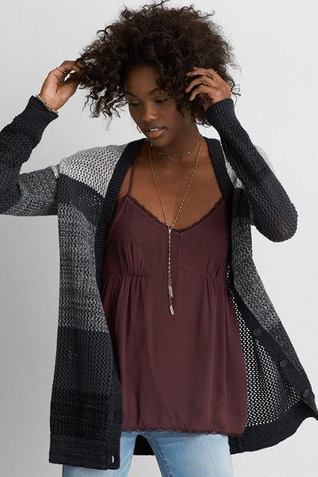 American Eagle Outfitters Ae Mesh Boyfriend Cardigan