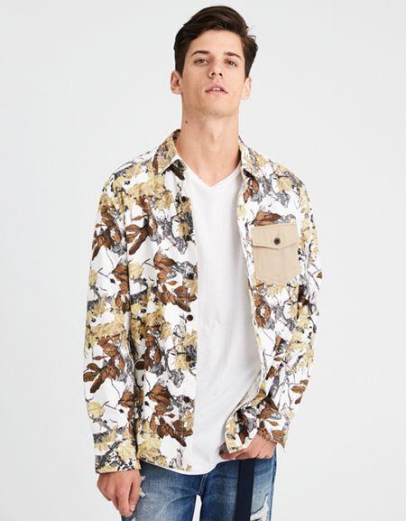 American Eagle Outfitters Ae Printed Twill Button-down Shirt