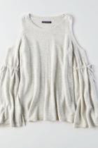 American Eagle Outfitters Ae Bell-sleeve Cold Shoulder Sweater