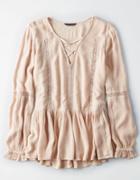 American Eagle Outfitters Ae Lace-up Peplum Top
