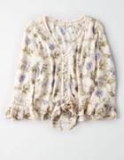 American Eagle Outfitters Ae Ruffle Hem Button Down Shirt
