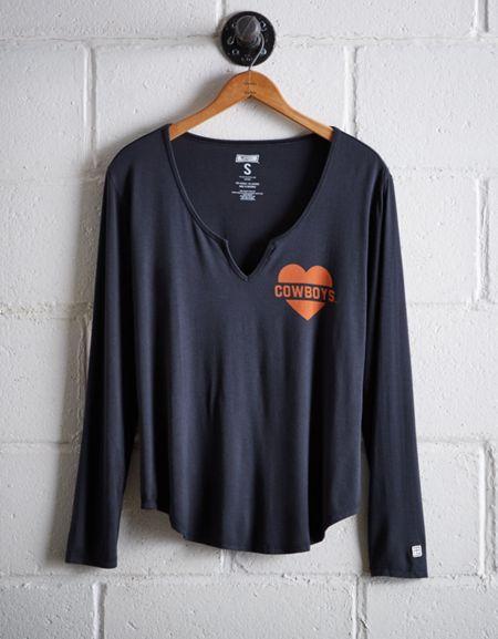 Tailgate Women's Oklahoma State Split Neck T-shirt