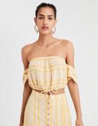 American Eagle Outfitters Ae Striped Off-the-shoulder Crop Top