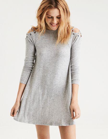 American Eagle Outfitters Ae Lace Up Shoulder Dress