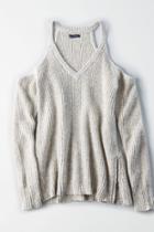American Eagle Outfitters Ae Zip Cold Shoulder Sweater