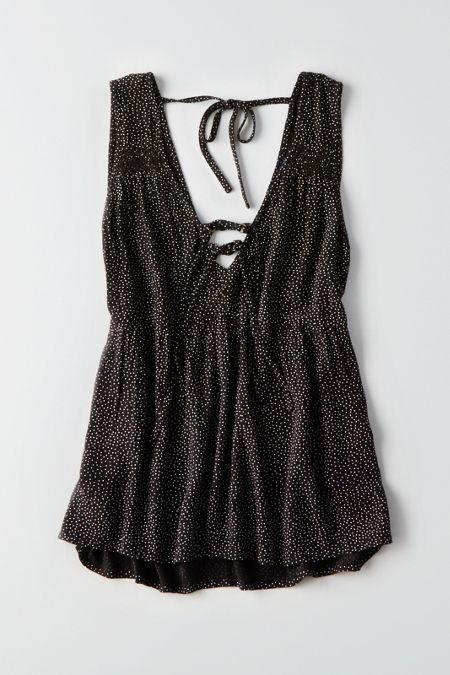 American Eagle Outfitters Ae Strappy Tie-front Tank