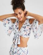 American Eagle Outfitters Ae Tie Front Cold Shoulder Crop Top