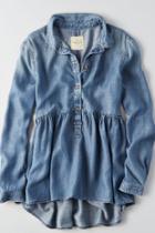 American Eagle Outfitters Ae Chambray Babydoll Shirt