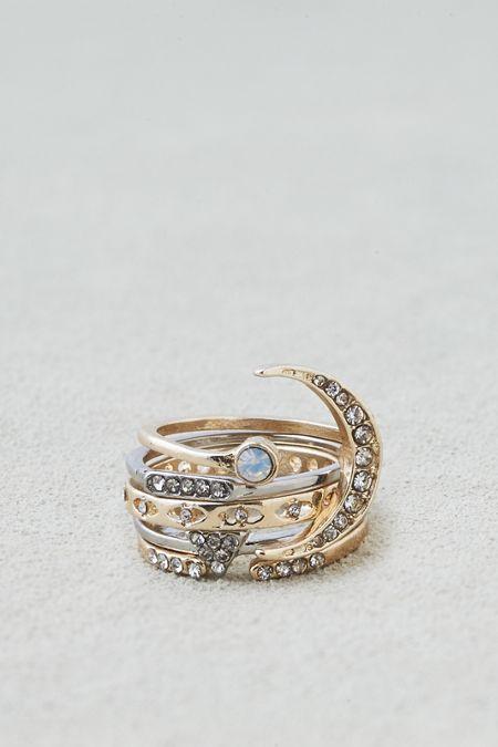 American Eagle Outfitters Ae Stones And Moon Ring 5-pack