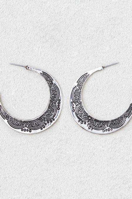 American Eagle Outfitters Ae Etched Large Silver Hoops