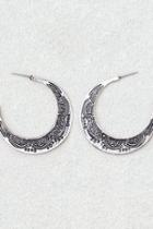 American Eagle Outfitters Ae Etched Large Silver Hoops