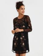 American Eagle Outfitters Ae Mesh Floral Fit & Flare Dress