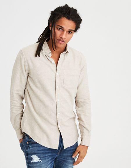 American Eagle Outfitters Ae Brushed Twill Button-down Shirt