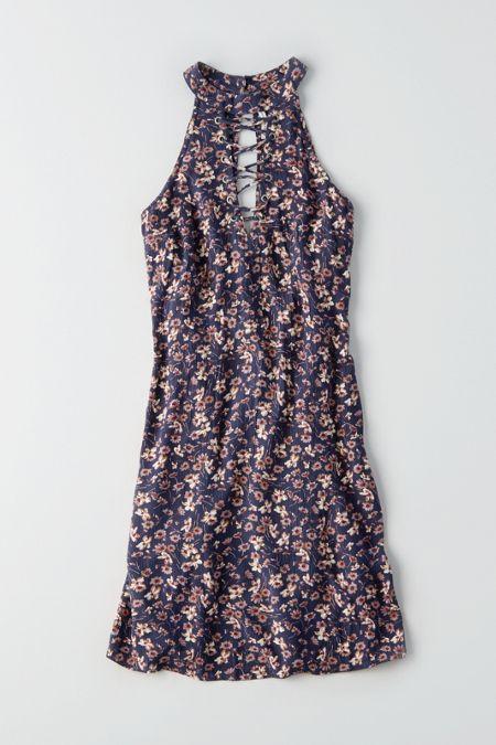 American Eagle Outfitters Ae Lace-up Front Shift Dress