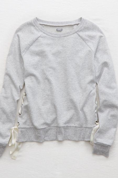 Aerie Lace-up Crew Sweatshirt