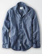 American Eagle Outfitters Ae Chambray Linen Button-down Shirt