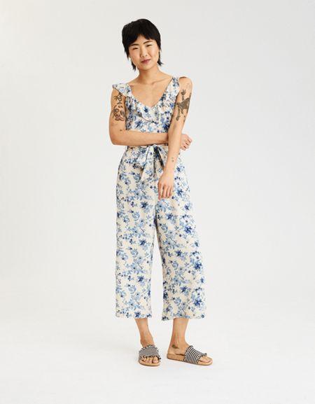 American Eagle Outfitters Ae Ruffle Culotte Jumpsuit
