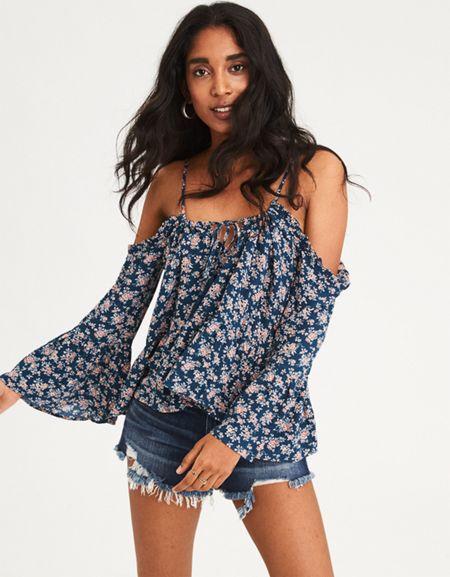 American Eagle Outfitters Ae Cold Shoulder Tunic Top