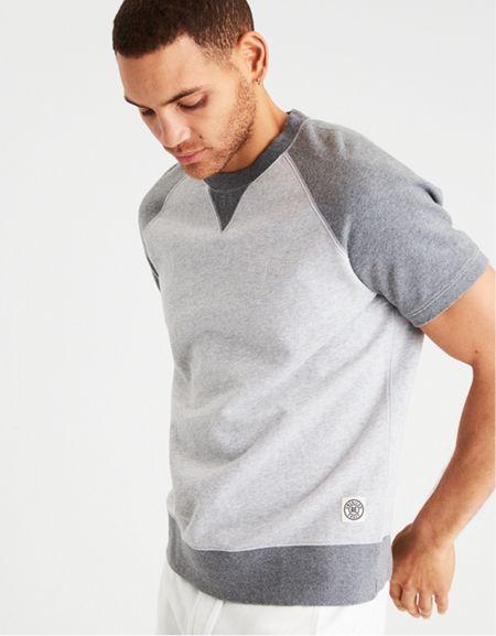 American Eagle Outfitters Ae Lived & Loved Short Sleeve Crew Sweatshirt