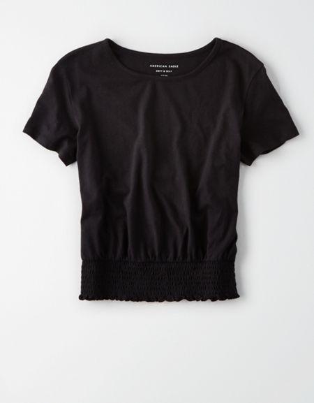 American Eagle Outfitters Ae Smocked Hem Crop Top