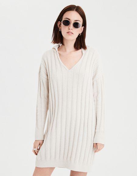 American Eagle Outfitters Ae Ribbed Hooded Sweater Dress