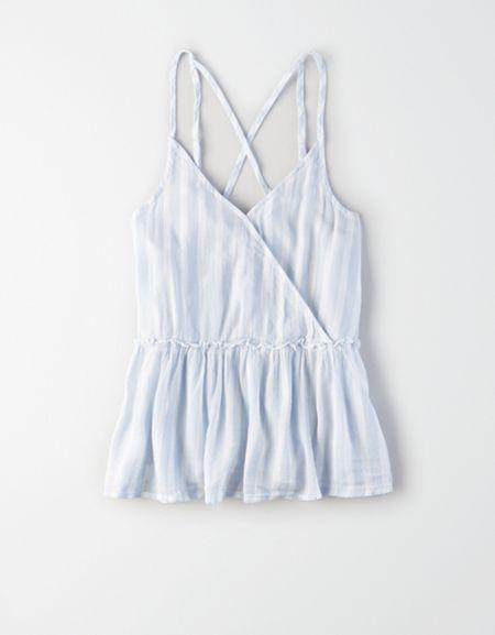 American Eagle Outfitters Ae Striped Cross-front Cami