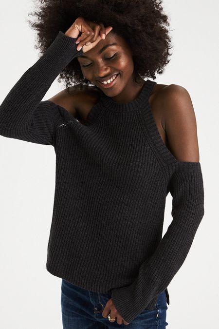 American Eagle Outfitters Ae Slouchy Cold Shoulder Sweater