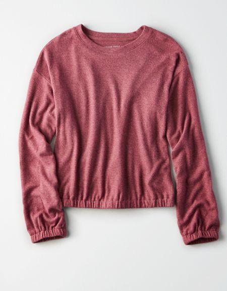 American Eagle Outfitters Ae Soft & Sexy Plush Cinched Crop Top