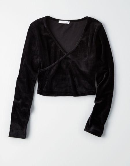 American Eagle Outfitters Don't Ask Why Velvet Criss Cross Top