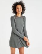 American Eagle Outfitters Ae Soft & Sexy Bell Sleeve Lace Up Shift Dress