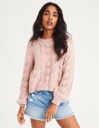 American Eagle Outfitters Ae Slouchy Cropped Pointelle Sweater
