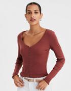 American Eagle Outfitters Ae Button-up Long Sleeve T-shirt