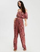 American Eagle Outfitters Ae Off-the-shoulder Ruffle Jumpsuit