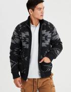 American Eagle Outfitters Ae Geometric Sherpa Full-zip Sweater