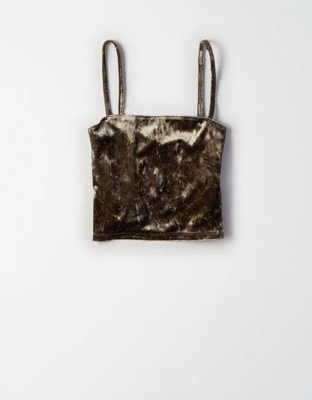 American Eagle Outfitters Don't Ask Why Square Neck Velvet Tank