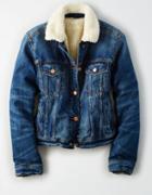 American Eagle Outfitters Ae Faux-sherpa-lined Denim Jacket