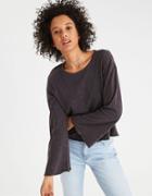 American Eagle Outfitters Ae Raw Edge Bell Sleeve Top