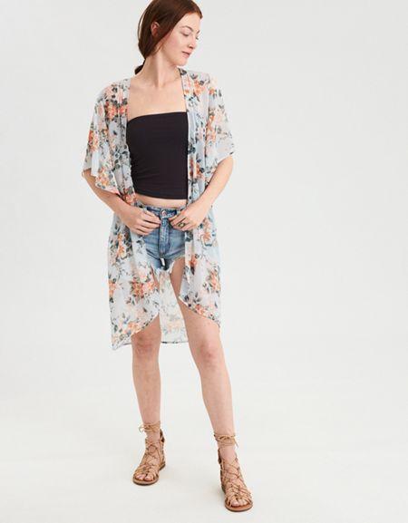 American Eagle Outfitters Ae Pintuck Kimono