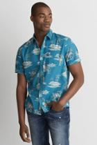 American Eagle Outfitters Ae Print Short Sleeve Camp Shirt