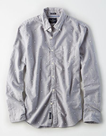American Eagle Outfitters Ae Penguin Print Oxford Shirt