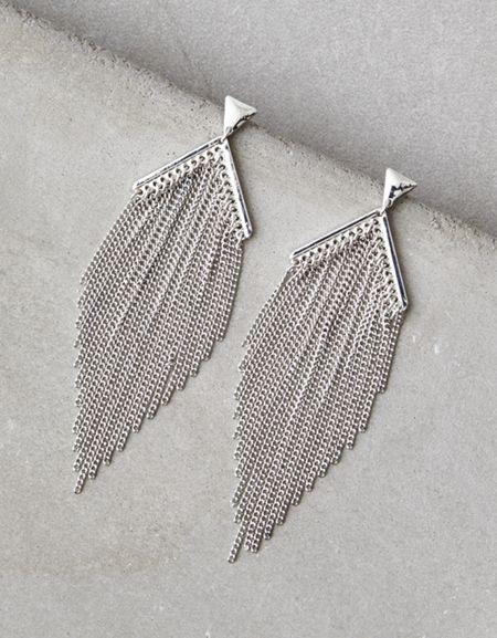 American Eagle Outfitters Ae Silver Metal Chain Duster Earring
