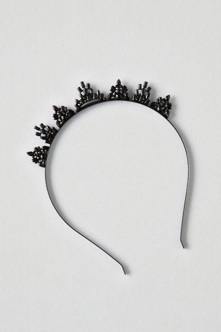 American Eagle Outfitters Ae Black Jeweled Crown Headband