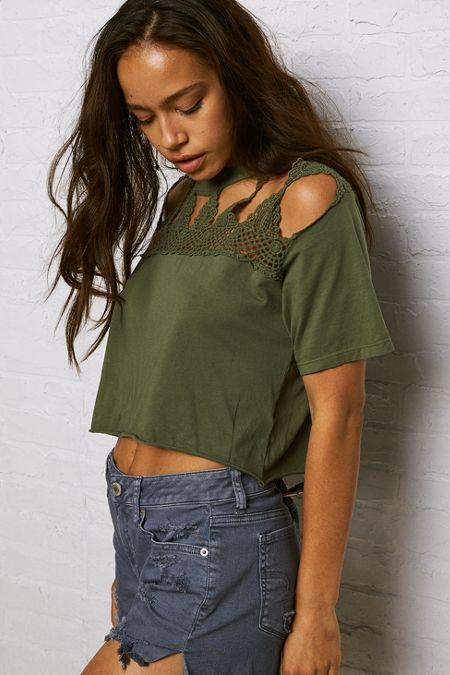 American Eagle Outfitters Don't Ask Why Crochet Cutout T-shirt
