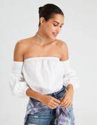 American Eagle Outfitters Ae Smocked Off-the-shoulder Crop Top