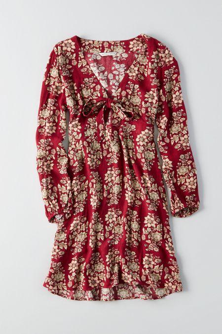 American Eagle Outfitters Ae Tie Front Grommet Dress