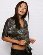 American Eagle Outfitters Don't Ask Why Cropped Tie Front Blouse